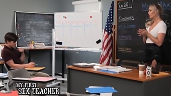 Jordan Maxx, A Blonde Teacher With Natural Tits, Aids Her Student In Both Academic And Sexual Success.