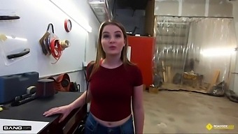 Busty Blonde Finds A Mechanic To Help Her Car On The Side Of The Road