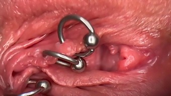 Extreme Close-Up Of My Pierced Genitals, Getting Wet And Peeing