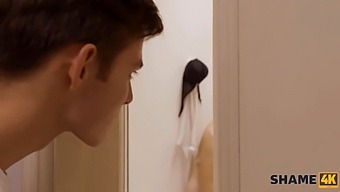 A Young Man Stalks A Blonde Woman To The Bathroom And Has Sex With Her