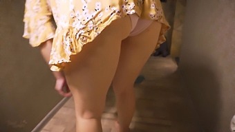 Milf Housewife'S Naughty Upskirt Display In The Living Room