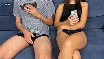 Stepbrother Joins Stepsister In Watching Porn And Reaches Orgasm Through Masturbation And Fingering
